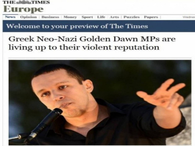 Ως «ηγέτη» της Χρυσής Αυγής χαρακτηρίζουν τον Κασιδιάρη οι Times