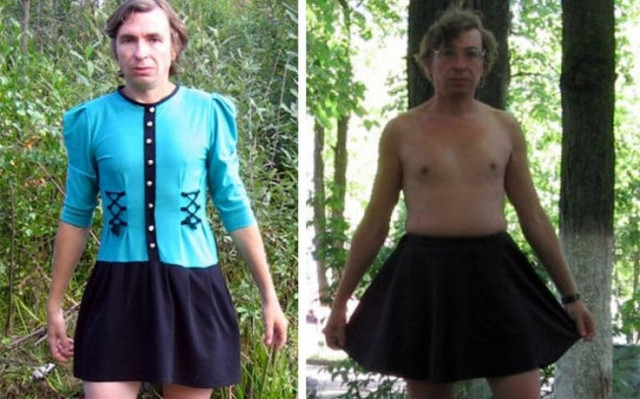 Κυκλοφορεί με... σημαία του μια φούστα!