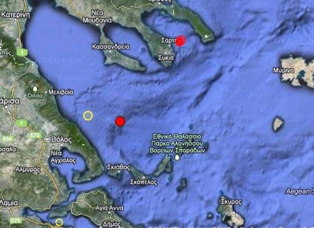Σεισμός 3,4 Ρίχτερ ανατολικά του Βόλου