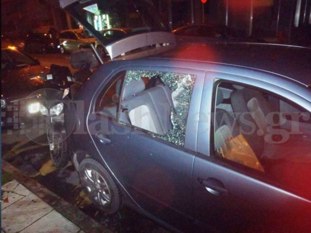 Έσπασαν και διέρρηξαν το αμάξι διαιτητή στα Χανιά(pics)