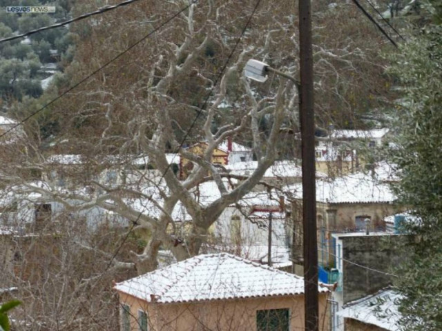Χιόνια και στη Λέσβο - κλειστά τα σχολεία