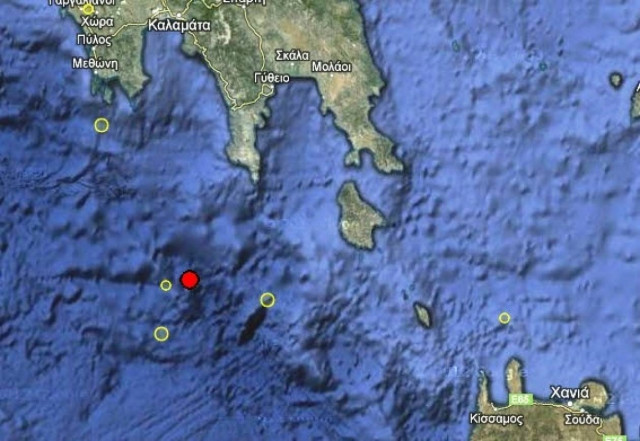 Σεισμός 3,3 Ρίχτερ νότια της Πελοποννήσου