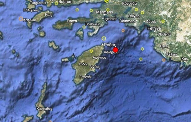 Σεισμός 3,5 Ρίχτερ ανατολικά της Ρόδου