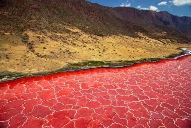 Η ασυνήθιστη «ραγισμένη» κόκκινη λίμνη! (pics)