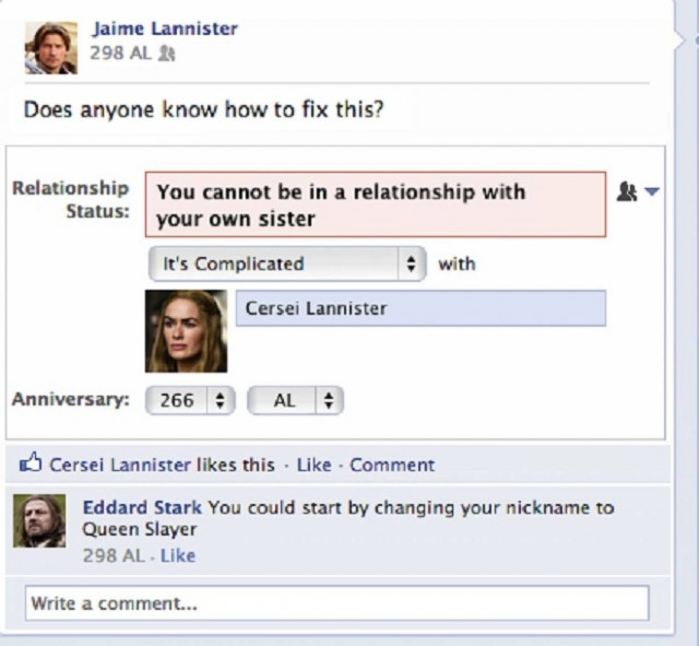 Αν οι ήρωες του Game of Thrones είχαν προφίλ στο Facebook…