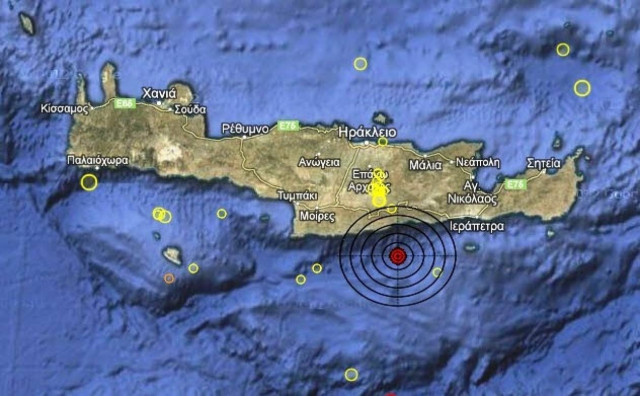 Σεισμός 3,7 Ρίχτερ νότια της Κρήτης