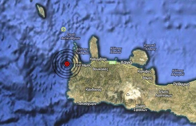 Σεισμός 3,2 Ρίχτερ δυτικά της Κρήτης