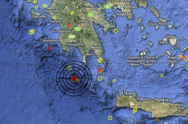 Σεισμός 4,2 Ρίχτερ νότια της Πελοποννήσου