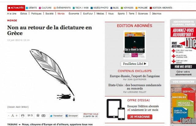 Liberation για ΕΡΤ: Όχι στην επιστροφή της δικτατορίας στην Ελλάδα