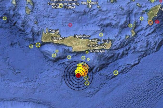 Σεισμός 4,4 Ρίχτερ νότια της Κρήτης