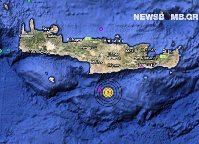 Σεισμός 3,5 Ρίχτερ νότια της Κρήτης