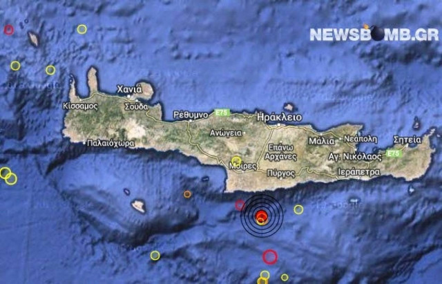Σεισμός 3,4 Ρίχτερ νότια της Κρήτης