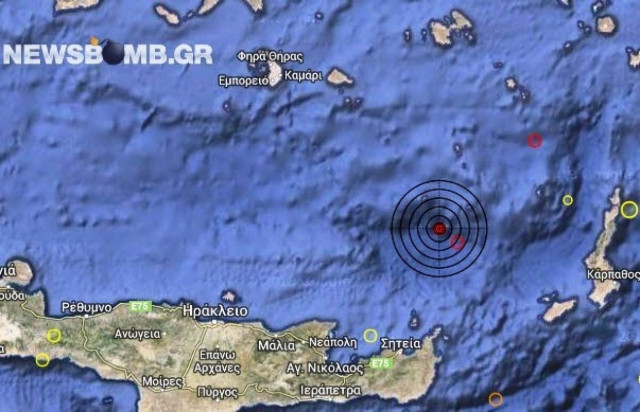 Σεισμός 3,4 Ρίχτερ στο Κρητικό Πέλαγος