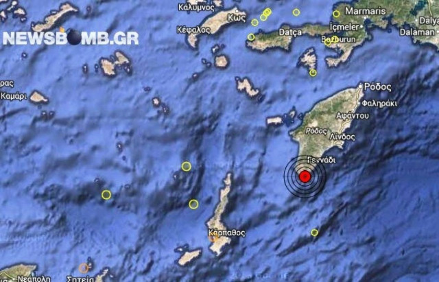 Σεισμός 3,5 Ρίχτερ νότια της Ρόδου