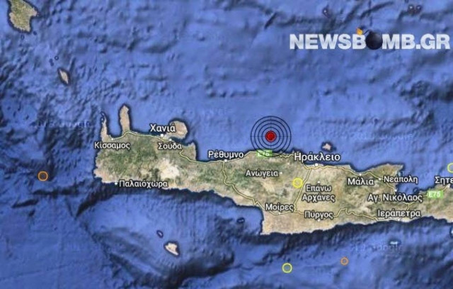 Σεισμός 3,1 Ρίχτερ βόρεια της Κρήτης