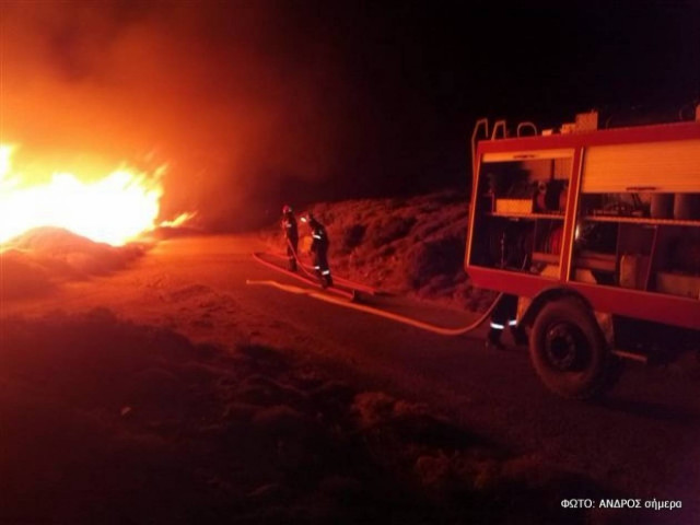 Υπό μερικό έλεγχο η πυρκαγιά στις Γίδες Άνδρου