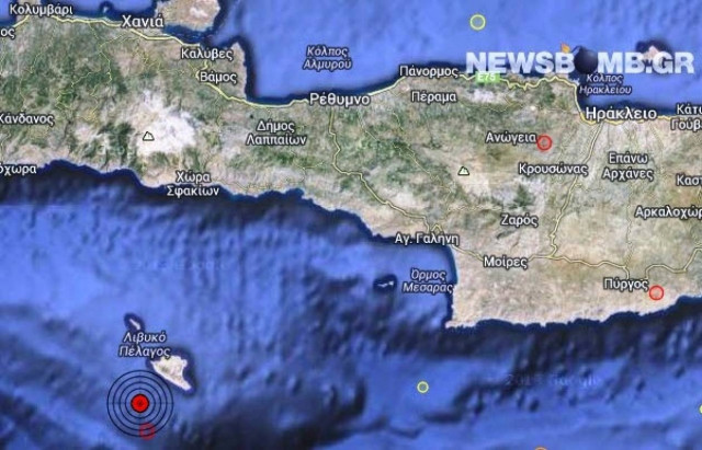 Σεισμός 3,1 Ρίχτερ νοτιοδυτικά της Γαύδου