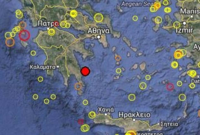 Σεισμός ανατολικά της Πελοποννήσου