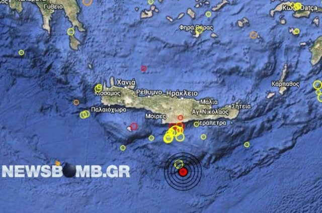 Σεισμός 4,1 Ρίχτερ νότια της Κρήτης