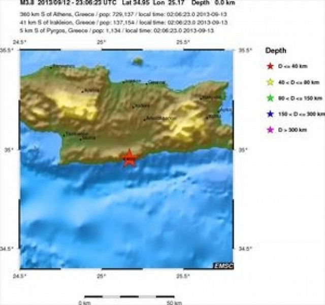 Δύο σεισμοί την νύχτα σε Ιεράπετρα και Γαύδο