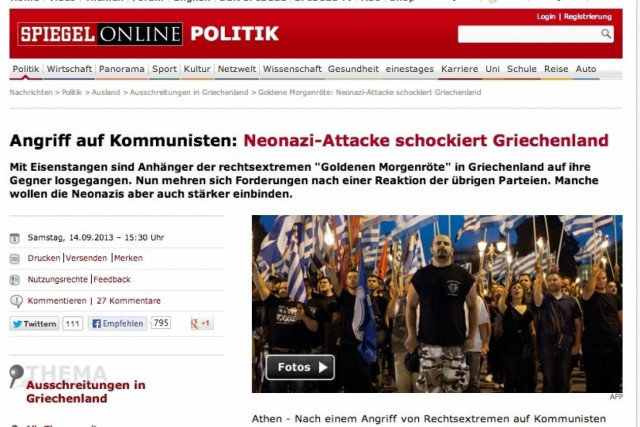 Spiegel: «Επίθεση νεοναζί σοκάρει την Ελλάδα»