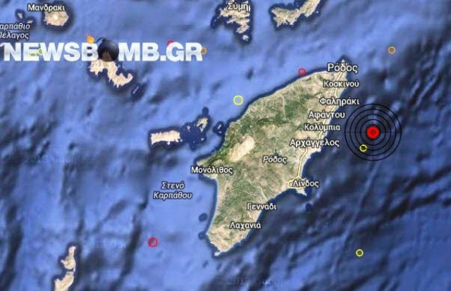 Σεισμός 3,2 Ρίχτερ ανατολικά της Ρόδου