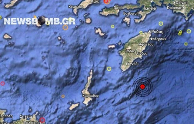 Σεισμός 3,6 Ρίχτερ νότια της Ρόδου