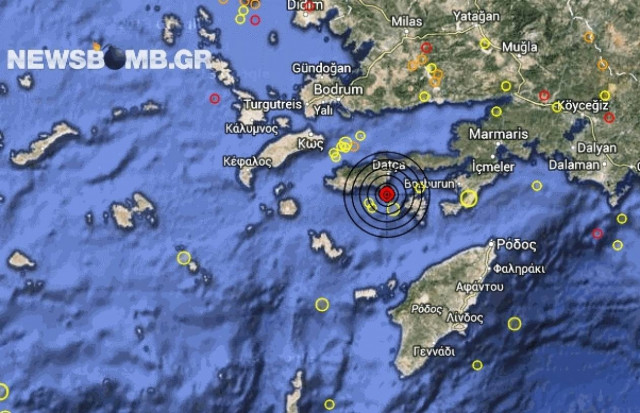 Σεισμός 3,4 Ρίχτερ δυτικά της Σύμης