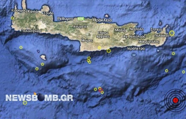 Σεισμός 3,4 Ρίχτερ νότια της Κρήτης
