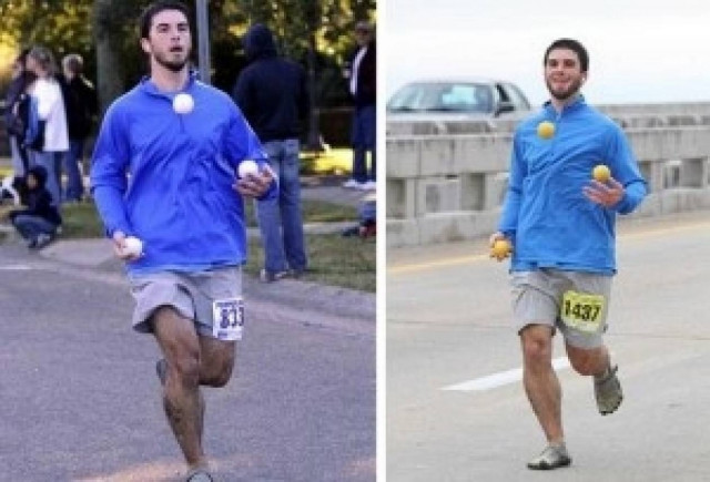 Βίντεο: Τρέχει μαραθώνιο… ανάποδα κάνοντας τον ζογκλέρ!