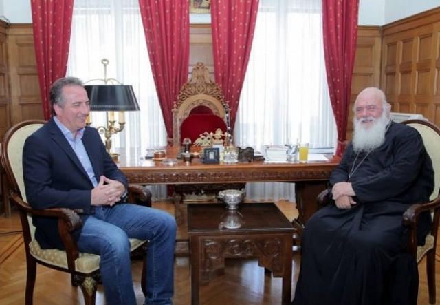 Συνάντηση Αρχιεπισκόπου Ιερώνυμου με τον Στ. Καλαφάτη