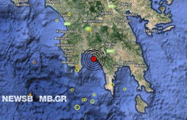Σεισμός 3,2 Ρίχτερ νότια της Καλαμάτας