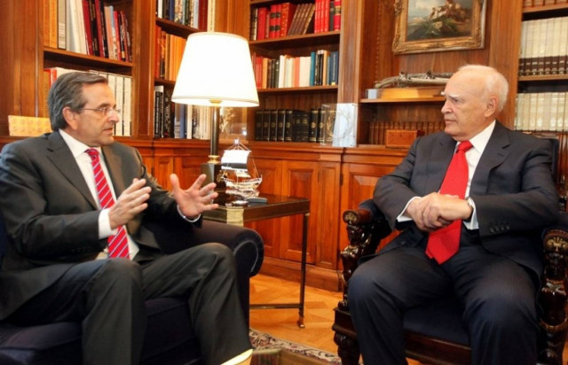 Συνάντηση Σαμαρά – Παπούλια στο Προεδρικό Μέγαρο