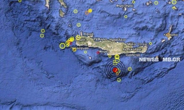 Σεισμός 3,5 Ρίχτερ νότια της Κρήτης