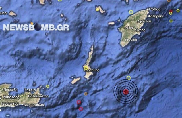 Σεισμός 3,5 Ρίχτερ νότια της Ρόδου