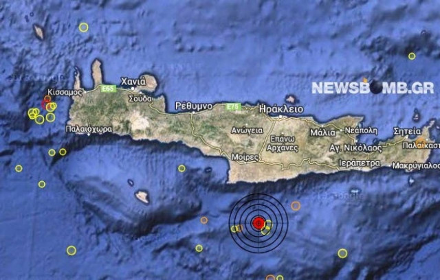 Σεισμός 3,6 Ρίχτερ νότια της Κρήτης