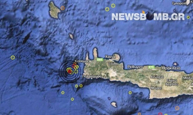 Σεισμός 3,1 Ρίχτερ δυτικά των Χανίων