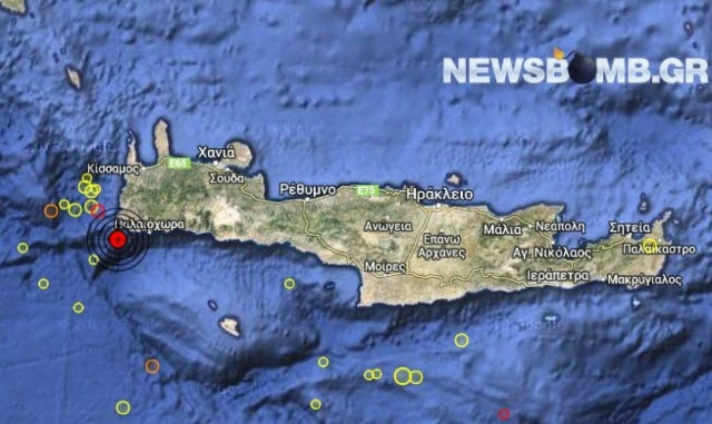 Σεισμός 3,2 Ρίχτερ νοτιοδυτικά των Χανίων