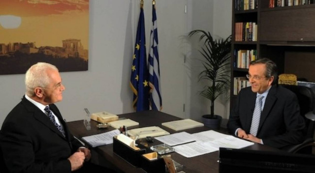 Σε σύσκεψη ο Σαμαράς την ώρα της συνέντευξης στο MEGA