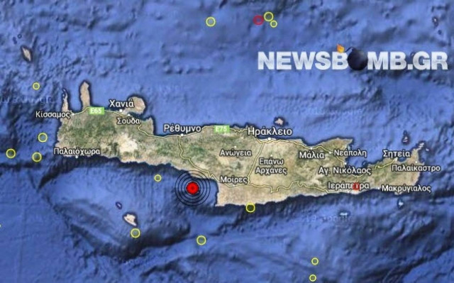 Ασθενής σεισμός νότια του Ρεθύμνου
