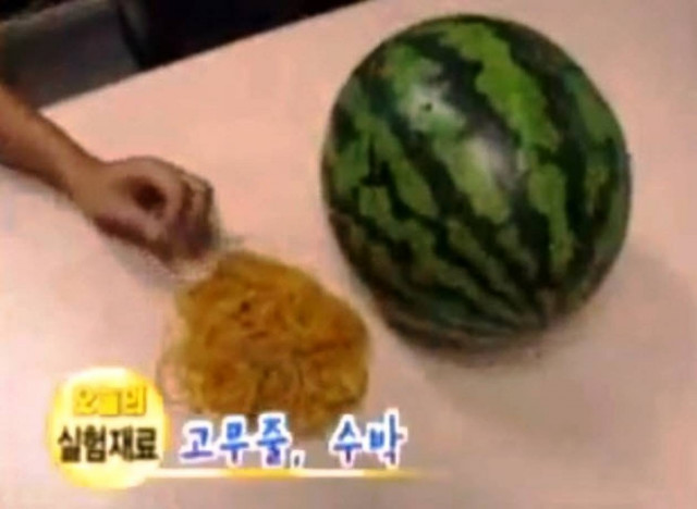 Τρελό βίντεο... Τι θα συμβεί αν βάλεις σε ένα καρπούζι 500 λαστιχάκια;