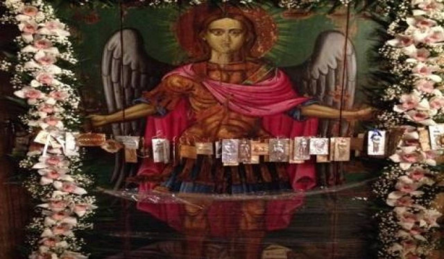 Η εικόνα του Ταξιάρχη στο παρεκκλήσι Παλαιού Νεκροταφείου Ιαλυσού