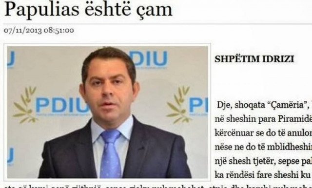 Πρόεδρος Κόμματος Αλβανοτσάμηδων: Ο Παπούλιας είναι Τσάμης