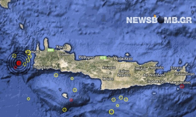 Σεισμός 3,5 Ρίχτερ δυτικά των Χανίων