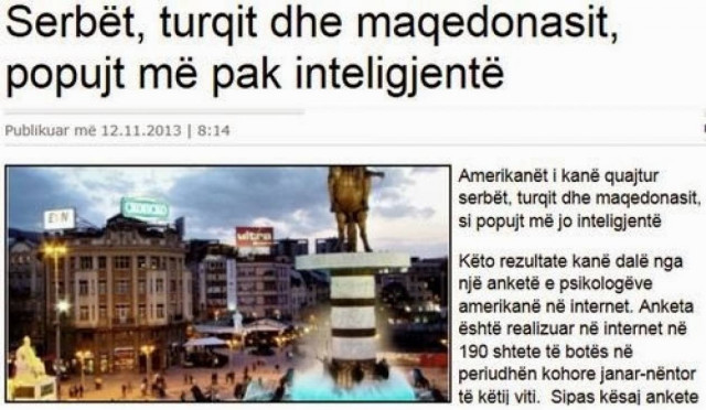 'Ερευνα ΗΠΑ: «Λιγότερο ευφυείς Σέρβοι, Τούρκοι, Νοτιοσλάβοι»