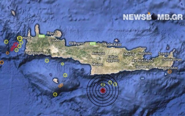 Σεισμός 3,8 Ρίχτερ νότια της Κρήτης