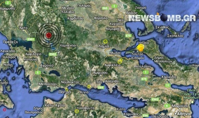 Σεισμός 3,7 Ρίχτερ βορειοδυτικά του Καρπενησίου