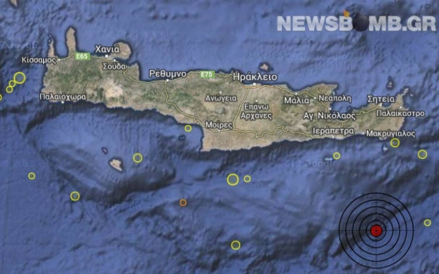 Σεισμός 4,1 Ρίχτερ νότια της Κρήτης