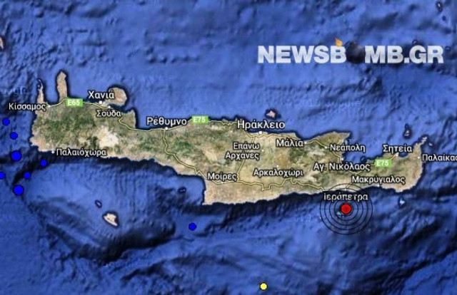 Σεισμός 3,2 Ρίχτερ νότια της Ιεράπετρας