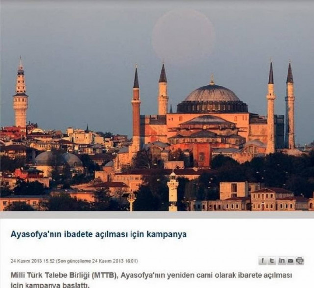 Εθνική Φοιτητική Ένωση: Μετατροπή  Αγ.Σοφίας σε τζαμί στις 29 Μαϊου!